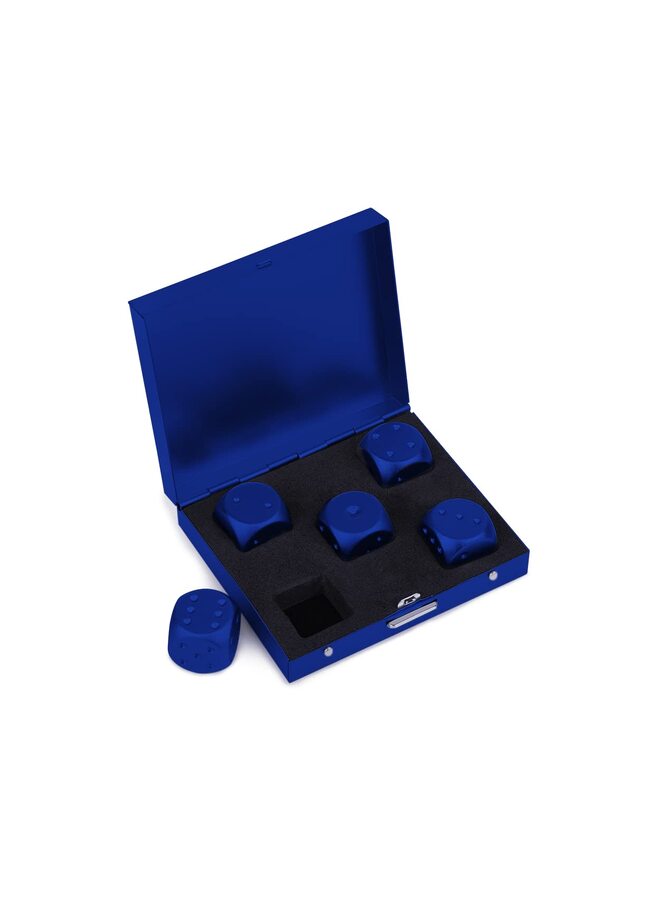 Aluminum Alloy Dice 5 Pieces 16mm Portable Metal Dices with Case 6 Sided Dice for Party Game (Blue Square) - Image 2
