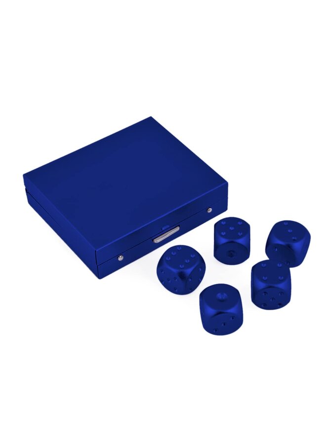 Aluminum Alloy Dice 5 Pieces 16mm Portable Metal Dices with Case 6 Sided Dice for Party Game (Blue Square) - Image 4