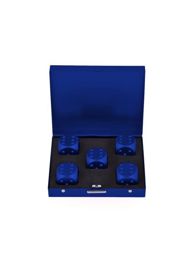 Aluminum Alloy Dice 5 Pieces 16mm Portable Metal Dices with Case 6 Sided Dice for Party Game (Blue Square) - Image 3