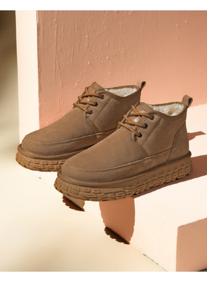 HLA Men's Cotton Shoes Retro Thick-soled Winter Boots With Fleece Lining, Non-slip Men's Casual Winter Shoes With Added Warmth And Thickness - Image 1