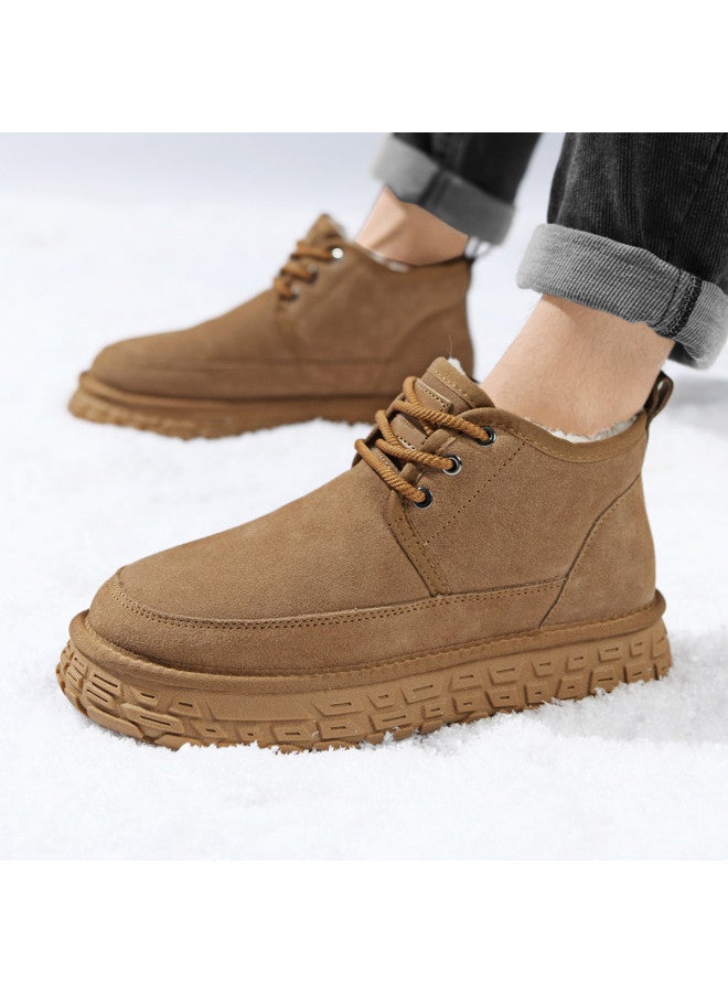 HLA Men's Cotton Shoes Retro Thick-soled Winter Boots With Fleece Lining, Non-slip Men's Casual Winter Shoes With Added Warmth And Thickness - Image 4