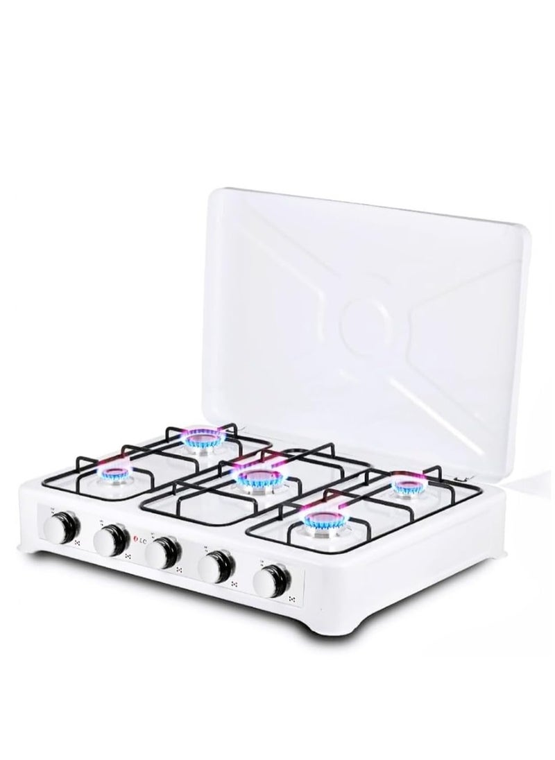 DLC DLC Camping Gas Stove - Portable 5 Burner Gas Hob LPG Cooker with Lid  - Image 1
