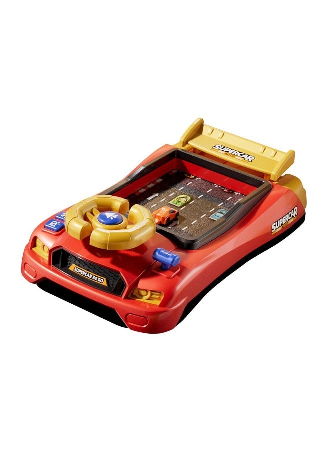 Kids Electric Driving Simulator Racing Car Toy Musical Steering Wheel Toy for Children with Light and Music Interactive Educational Toy - Red  - Image 1