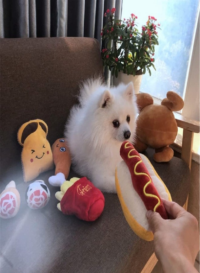 Zerodis Dog Squeaky Plush Puppy Toys, Hot Dog Shape Detachable Soft Plush Dog Toy Cute Interactive Dog Toys Chew Toys for Small Medium Dogs - Image 5