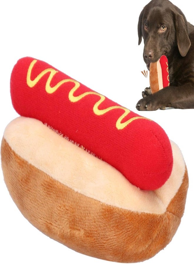 Zerodis Dog Squeaky Plush Puppy Toys, Hot Dog Shape Detachable Soft Plush Dog Toy Cute Interactive Dog Toys Chew Toys for Small Medium Dogs - Image 1