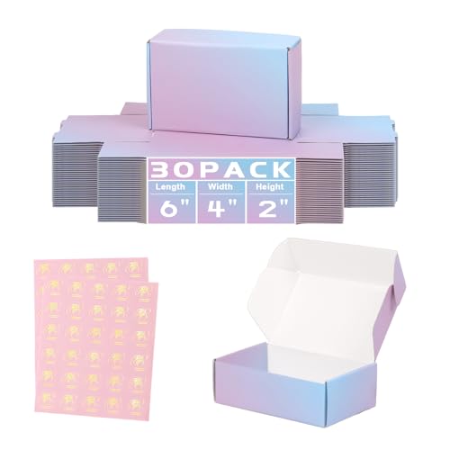 DERZIFUN 6x4x2 Inch Small Shipping Boxes for Small Business, 30 Pack Purple Mailing Boxes Corrugated Cardboard Mailer Gift Packaging Box - Image 1