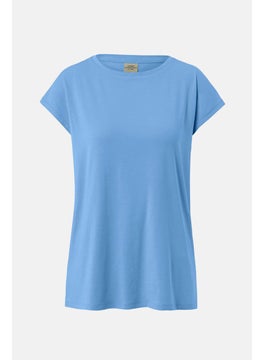 Tchibo Women Comfort Fit Short Sleeves Plain Sports Top, Blue  - Image 3