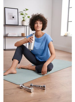 Tchibo Women Comfort Fit Short Sleeves Plain Sports Top, Blue  - Image 1