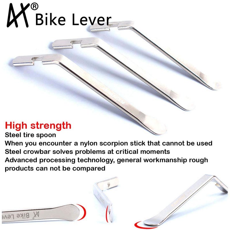 Tragoods Premium Bicycle Tire Lever Tyre Spoon Iron Changing Tool, Bike Tire Levers Premium Stainless Steel Levers to Repair Bike Tube, Best Tire Changing Tool, Set of 3 - Image 5