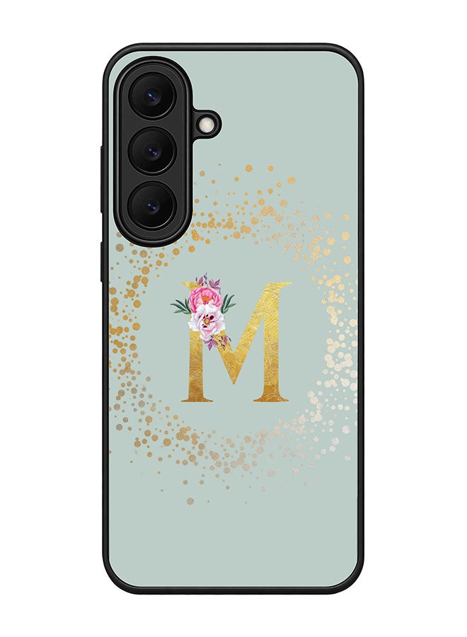 Stylizedd Rugged Case for Samsung Galaxy S26 FE- Slim Fit Hybrid Rubber Cover Floral Monogram - M (Light Grey)