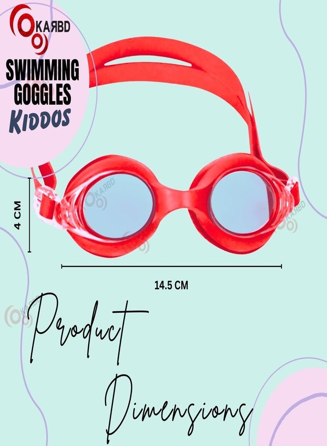 KARBD Swimming Goggles Kids Size with Anti Fog UV Protection Glasses - Kiddos, Red Solid - Image 3