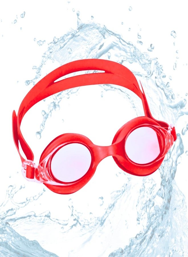 KARBD Swimming Goggles Kids Size with Anti Fog UV Protection Glasses - Kiddos, Red Solid - Image 1