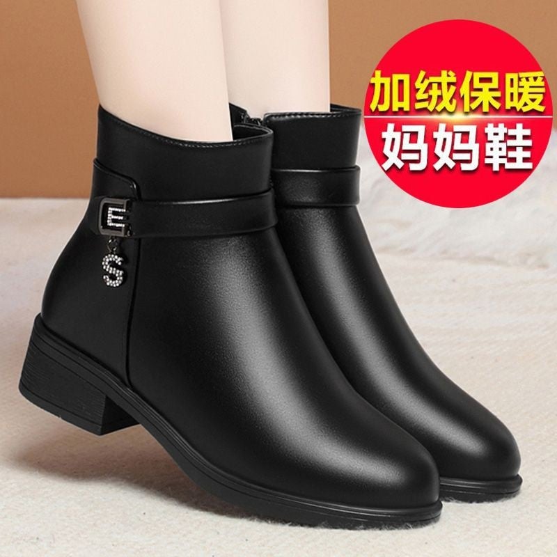 Fleece-Lined Warm Mother Cotton Shoes Winter Explosion 2024 All-Match Fashion Elegant Martin Boots Not Tired Feet Non-Slip Short Boots - Image 4
