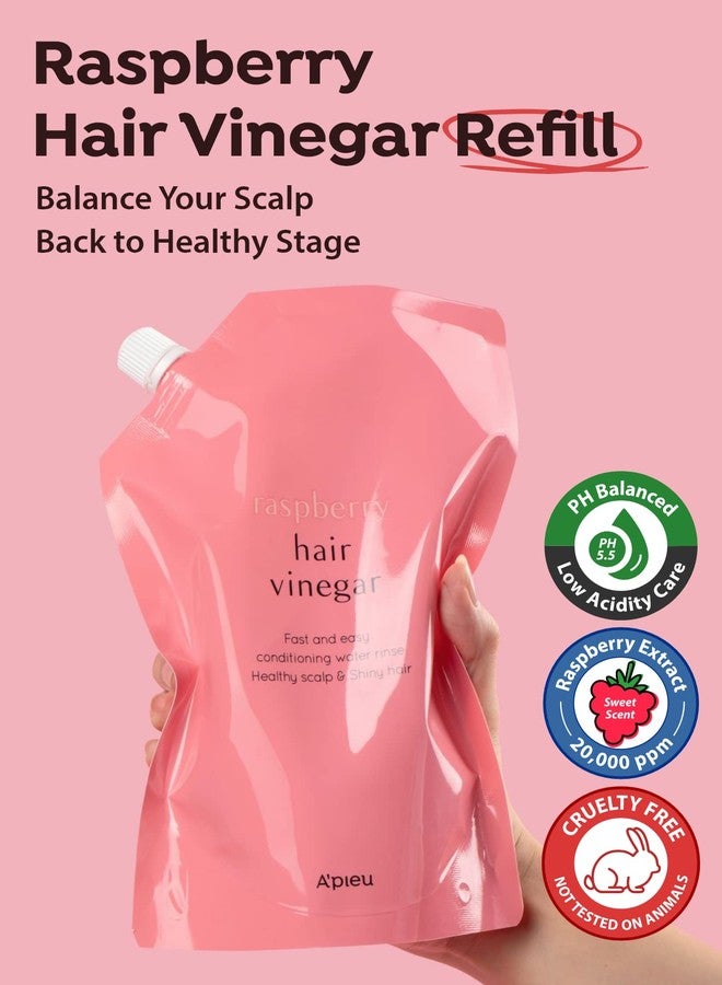 A'PIEU Raspberry Hair Vinegar Rinse Refill 13.6 fl oz - Scalp Treatment for Balanced pH, Shiny Hair | Korean Hair Care I Clarifies & Encourages Growth | Dandruff & Oil Control - Image 2