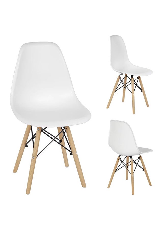 Taimi 3-Piece Compact Mid-Century Modern Dining Set | Round White Table 80x80x72cm with 2 Ergonomic White Chairs  - Image 5