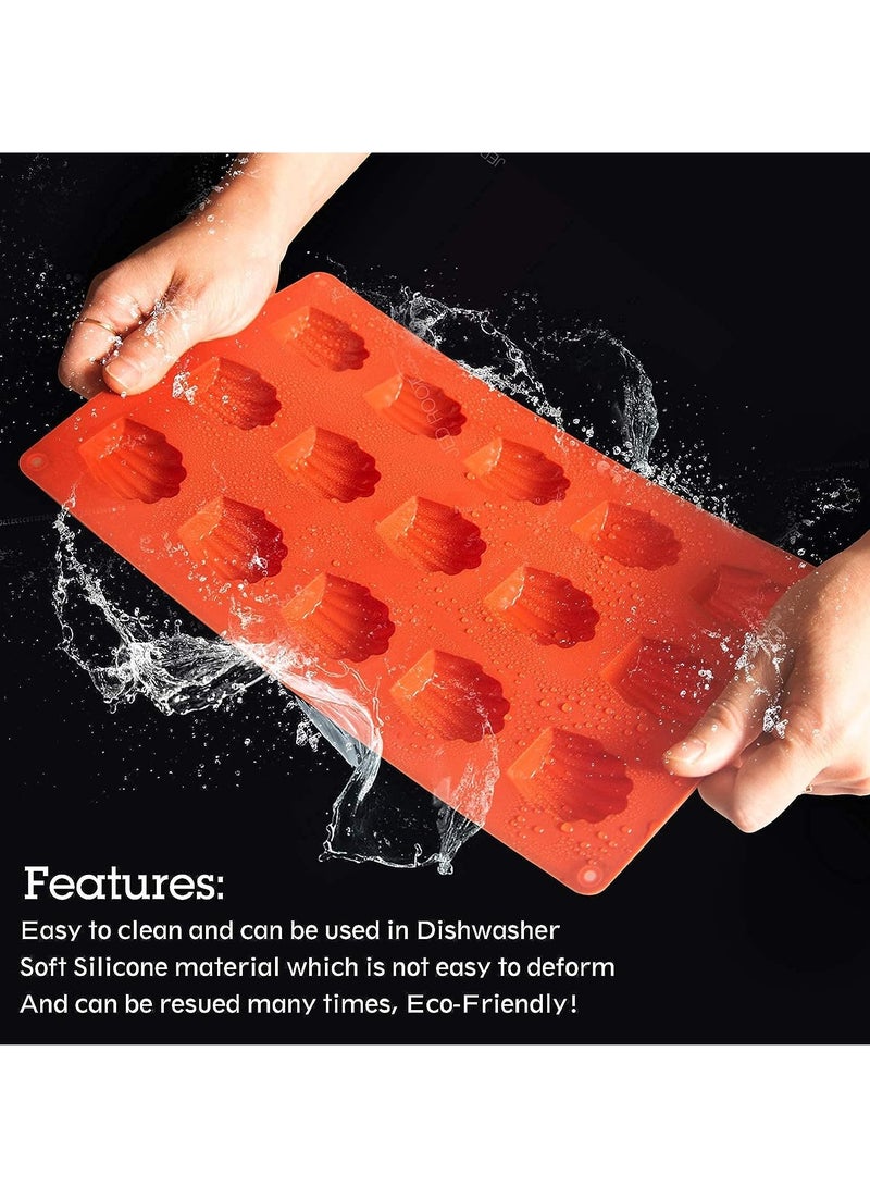 SYOSI 2 Pcs Madeleine Pan Silicone Madeline Cookies Pan 15 Cavities Madeleine Mold Nonstick Baking Pans for Make Cookies Cake - Image 5