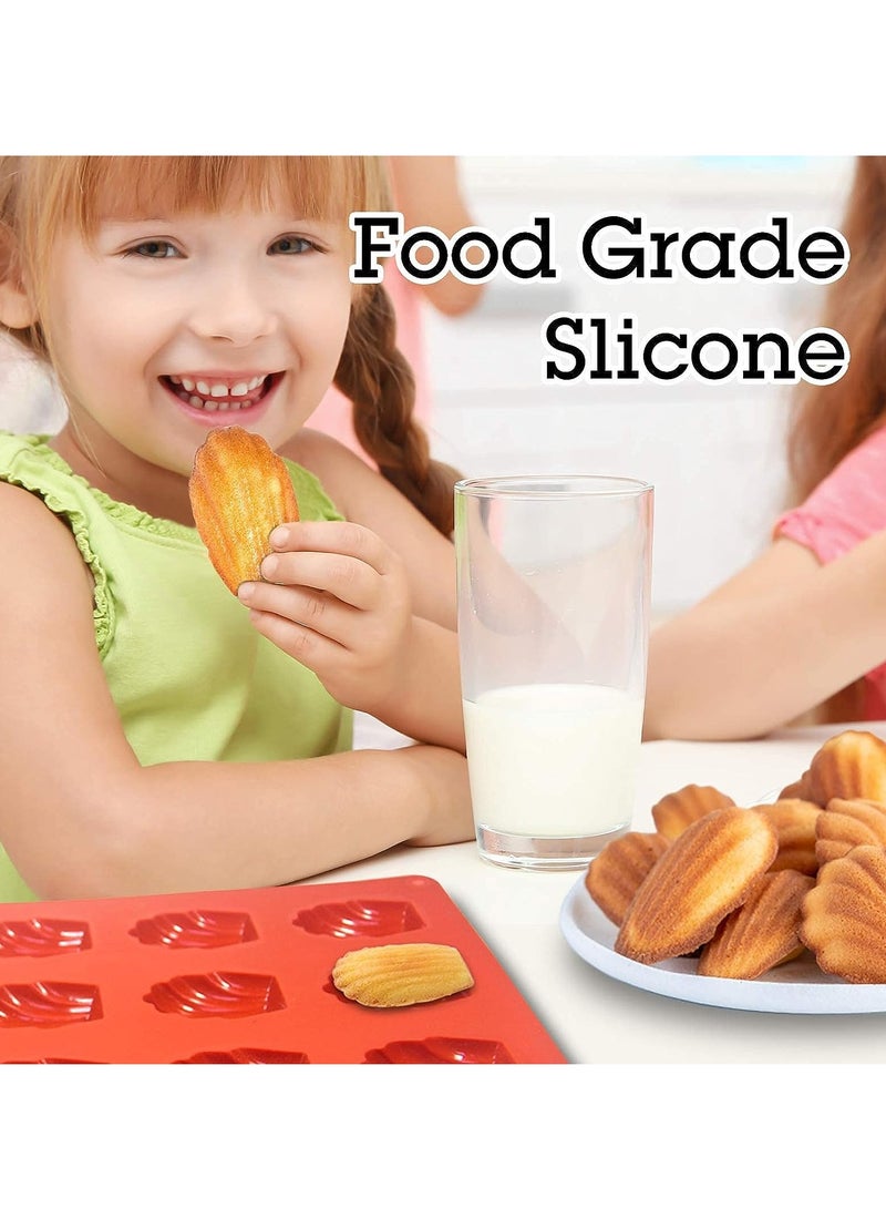 SYOSI 2 Pcs Madeleine Pan Silicone Madeline Cookies Pan 15 Cavities Madeleine Mold Nonstick Baking Pans for Make Cookies Cake - Image 2