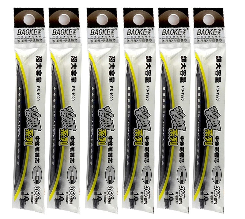 Worison Baoke 1mm Pen Refill Extra Smooth Refill Replacements 6pcs (Black) - Image 1