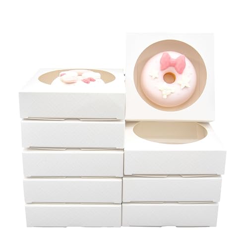 Capkyke 50pcs Individual Cookie Boxes with Window 43x43x12 Inches Small Soap Packaging Boxes Dessert Boxes AutoPopup Gift Box Wedding Favor Boxes Small Gift Boxes for Single Cookie Pastry - Image 1