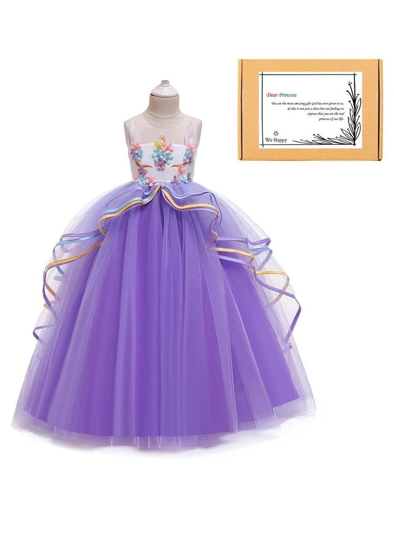We Happy Girls Unicorn Floral Birthday Party Dress Princess Tutu Costume  - Image 2