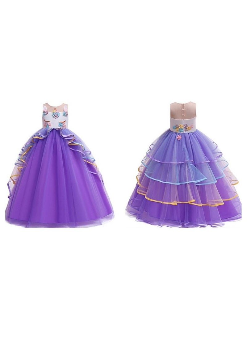 We Happy Girls Unicorn Floral Birthday Party Dress Princess Tutu Costume  - Image 3