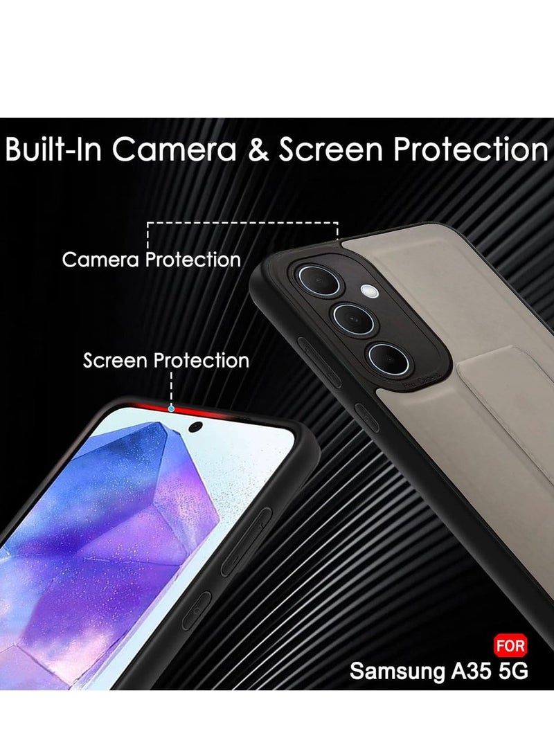 Techie جراب خلفي أنيق من السيليكون TPU مع حامل مغناطيسي آمن لهاتف Samsung Galaxy A35 2024 - رمادي - Image 4