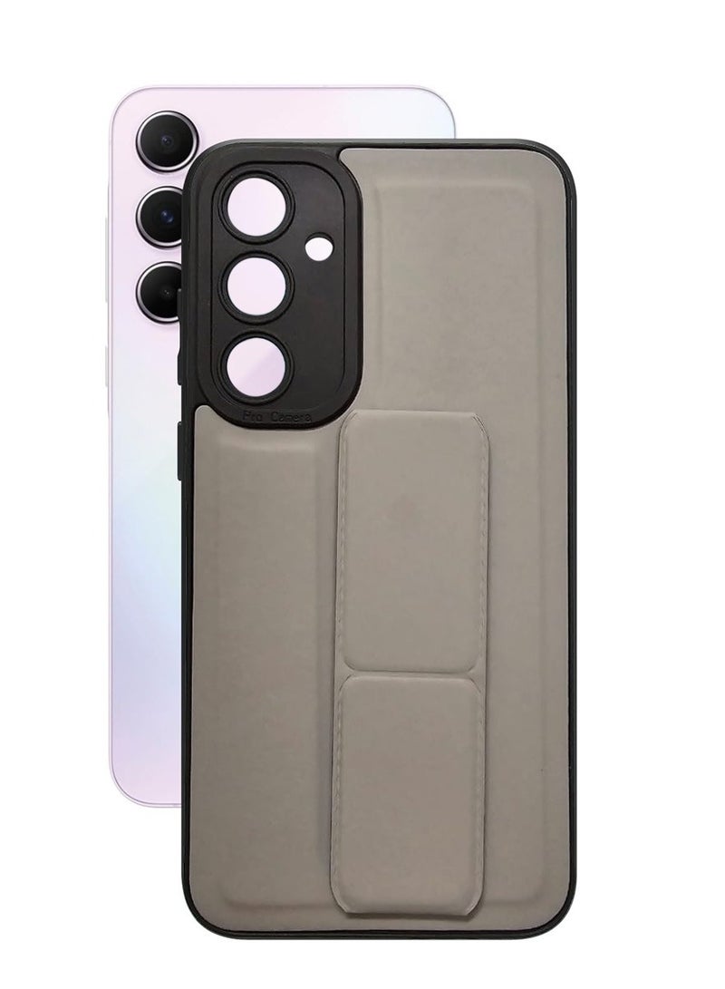 Techie جراب خلفي أنيق من السيليكون TPU مع حامل مغناطيسي آمن لهاتف Samsung Galaxy A35 2024 - رمادي - Image 2