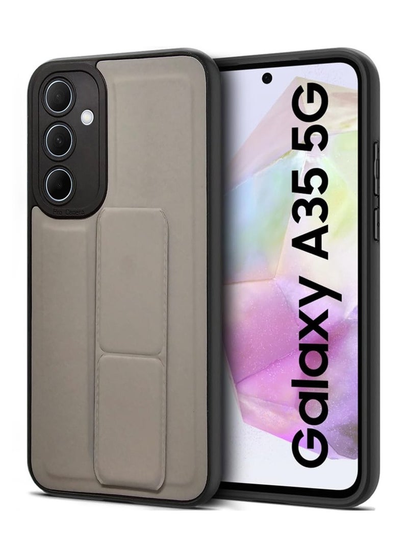 Techie جراب خلفي أنيق من السيليكون TPU مع حامل مغناطيسي آمن لهاتف Samsung Galaxy A35 2024 - رمادي - Image 1