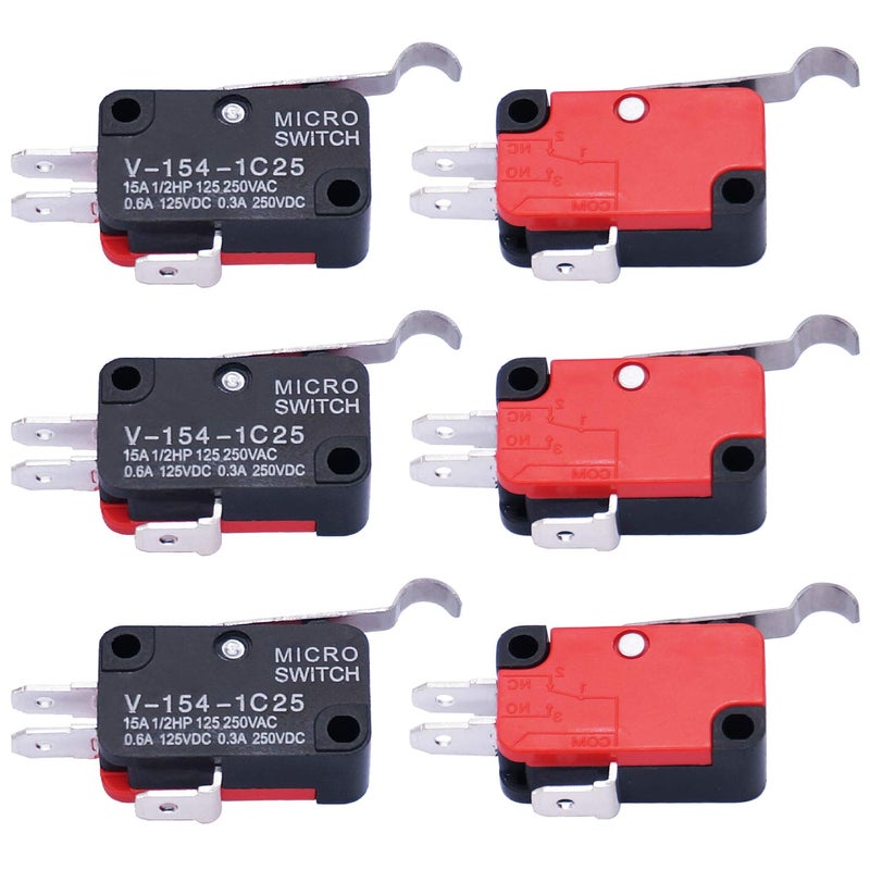 Twidec /6Pcs Micro Limit Switch Long Hinge Bending Lever Arm SPDT Snap Action Switch for Arduino V-154-1C25 - Image 1