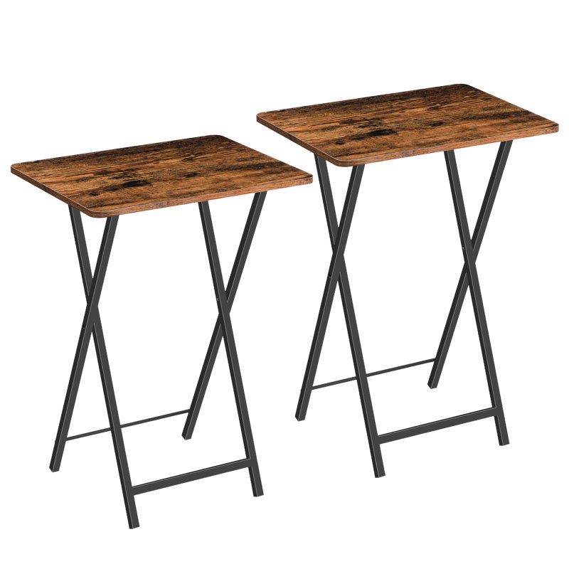 HOOBRO Portable TV Trays Set of 2 Folding TV Dinner Tables TV Tray Tables for Small Space Dining Trays for Eating at Couch and Bed Easy Assembly Space Saving Rustic Brown and Black BF20BZP201
