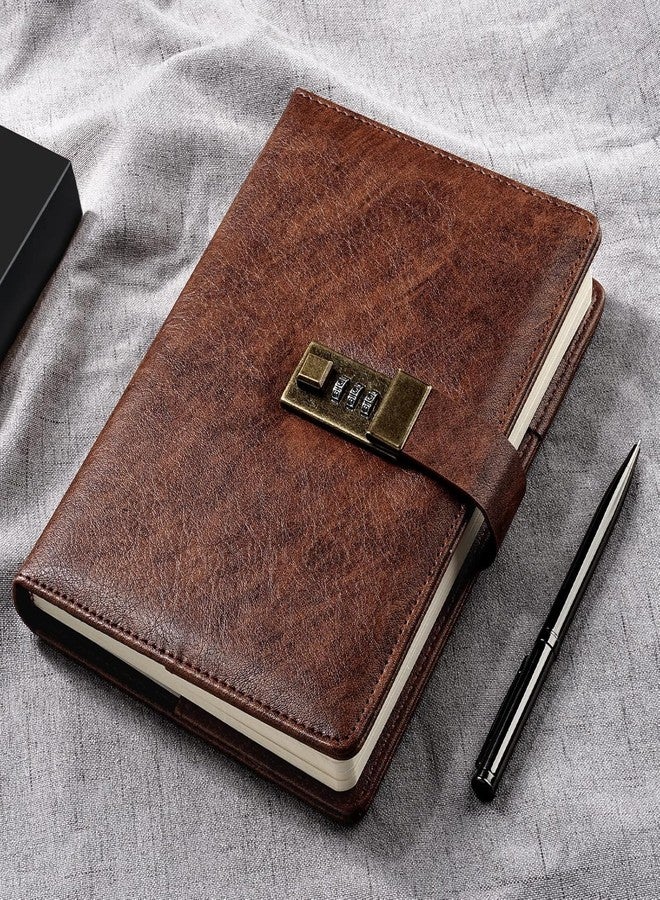 PiyuBind Diary with Lock, A5 PU Leather Journal with lock, 240 Pages, Vintage Lock Journal with Pen & Gift Box, Lockable Diary for Women and Men, 8.6 x 5.8 Inches (Brown) - Image 5