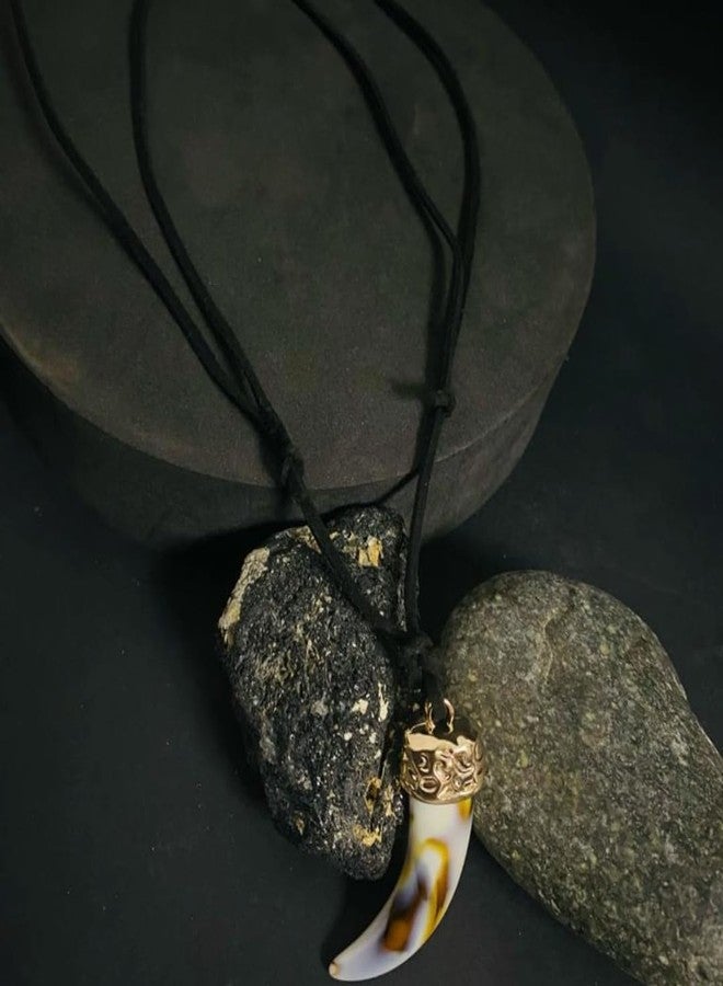 THE MEN THING Necklace for Men - HARMONY HUES - Multi Color Ivory Dangle Pendant Necklace with Black Cotton Cord Adjustable Necklace for Men and Boys - Image 3