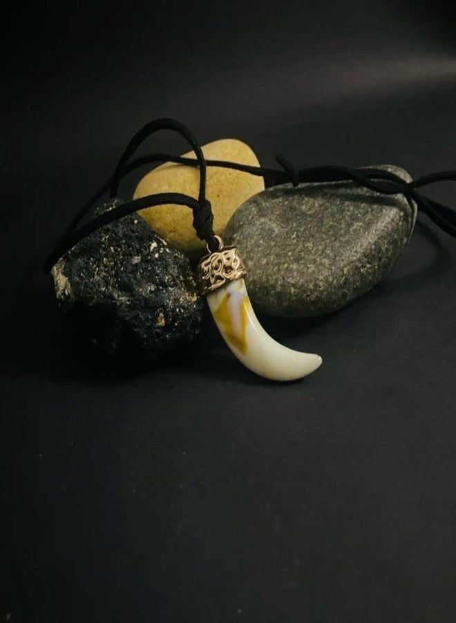 THE MEN THING Necklace for Men - HARMONY HUES - Multi Color Ivory Dangle Pendant Necklace with Black Cotton Cord Adjustable Necklace for Men and Boys - Image 2