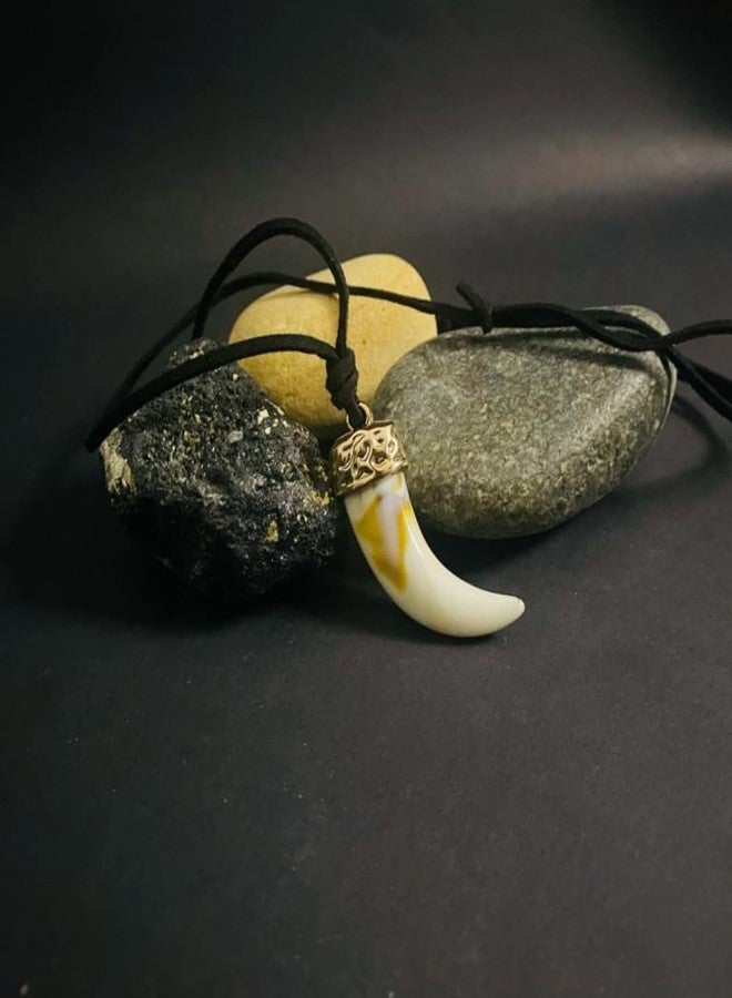 THE MEN THING Necklace for Men - HARMONY HUES - Multi Color Ivory Dangle Pendant Necklace with Black Cotton Cord Adjustable Necklace for Men and Boys - Image 5