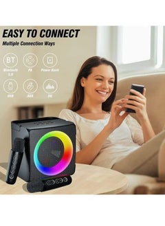 LIXES S25 Portable Bluetooth Speaker with Dual Wireless Microphones – Home KTV & Outdoor Loudspeaker System with Deep Bass, LED Lights, USB/TF/AUX/FM Support, Long Battery Life – Ideal for Karaoke, Parties, Gatherings, Events & Outdoor Entertainment  - Image 3