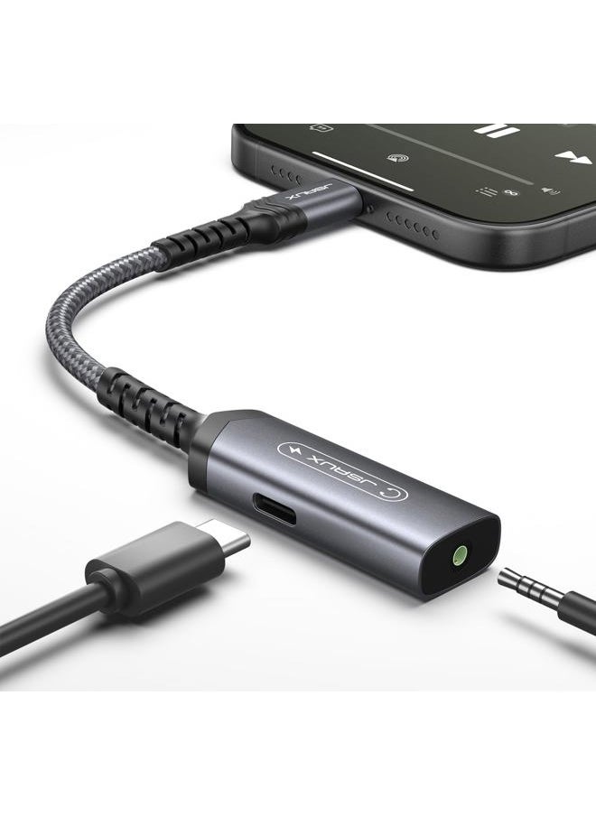 JSAUX USB C to 3.5mm Headphone and Charger Adapter, 2-in-1 AUX Mic Jack with PD 60W Fast Charging,Compatible for Earphones iPhone 16 Pro/16 Pro Max/16/16 Plus/15 Pro Max,Samsung S24/S24+/S23,iPad Pro  - Image 1
