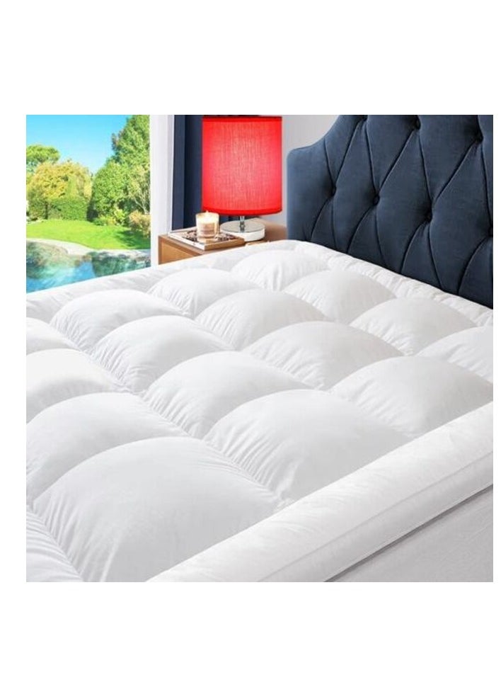 DEEP SLEEP Every Night Deep Sleep Mattress Topper Soft Comfort White 500 GSM King Size - W180 X L200 Cm 
