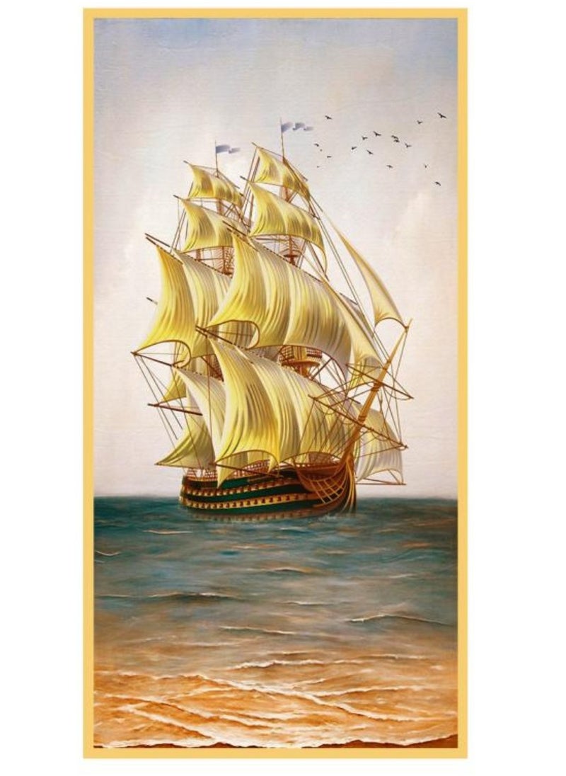 AIWANTO Galleon Crystal Porcelain  Decorative Wall Painting  - Image 1