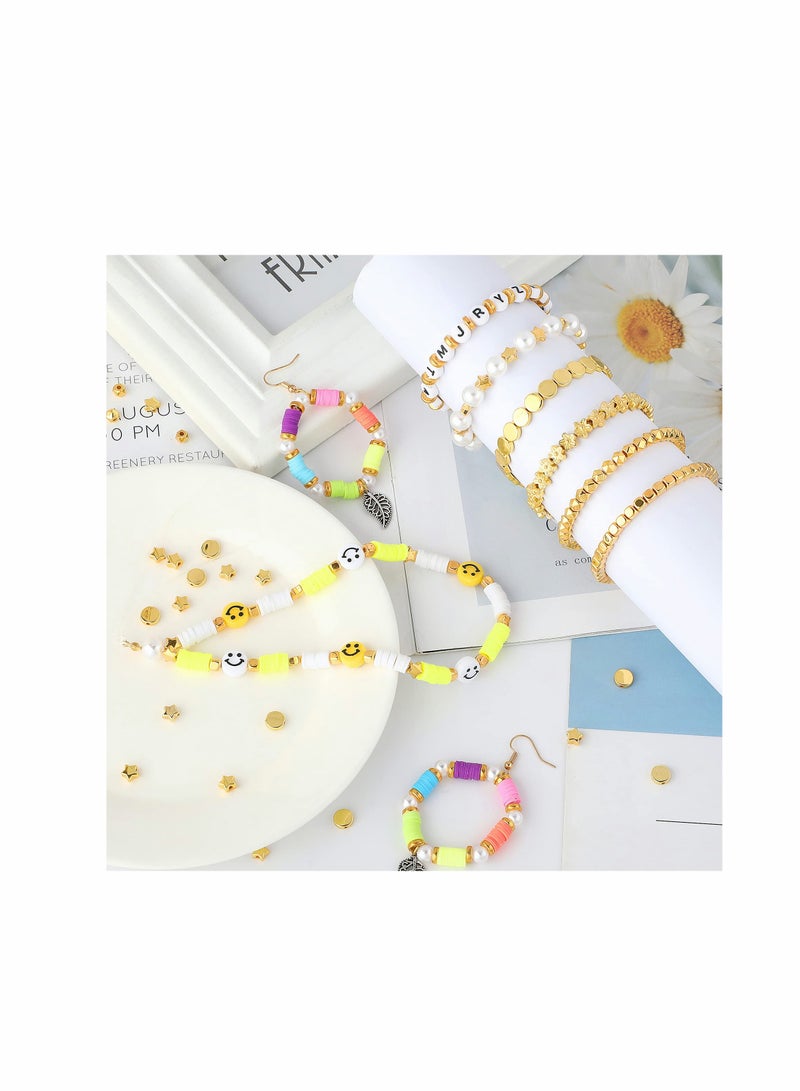 Excefore KASTWAVE Gold Spacer Beads Assorted Jewelry Making Loose Beads for DIY Bracelet Necklace Earring Craft Making (1500Pcs 10 Styles) - Image 5