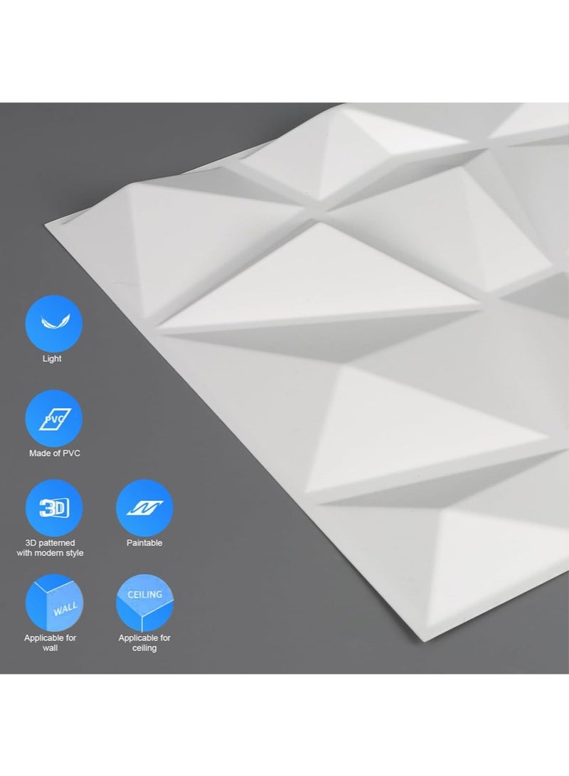 ليون هوم (12 قطعة) لوحات حائط ثلاثية الأبعاد 30 × 30 سم، ورق حائط ثلاثي الأبعاد من مادة PVC، غطاء حائط مزخرف بنمط ماسي، - Image 3