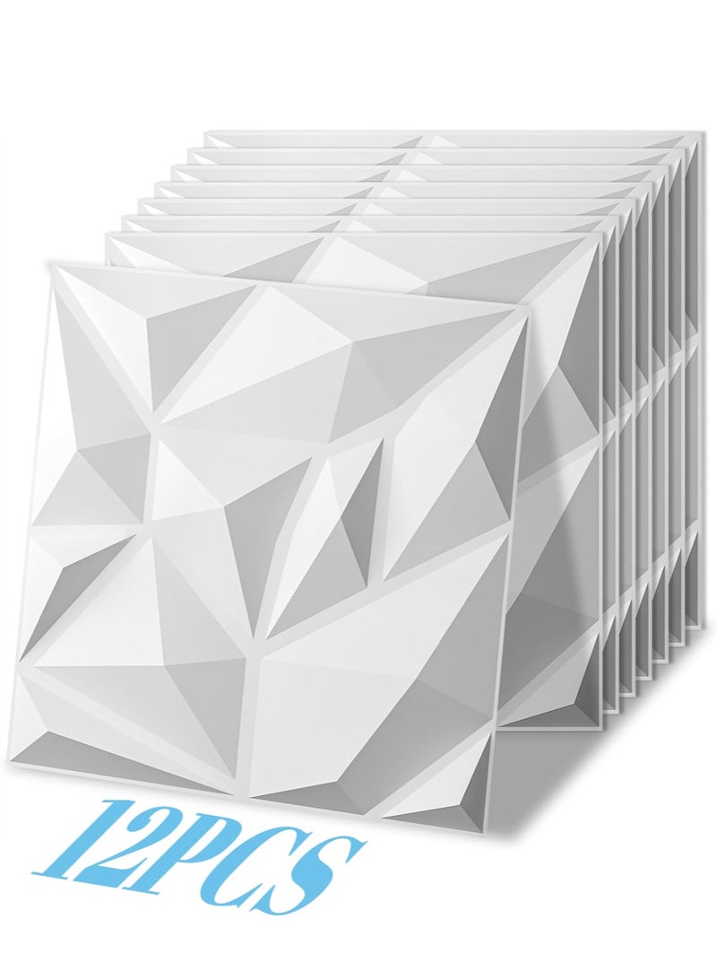 ليون هوم (12 قطعة) لوحات حائط ثلاثية الأبعاد 30 × 30 سم، ورق حائط ثلاثي الأبعاد من مادة PVC، غطاء حائط مزخرف بنمط ماسي، - Image 1