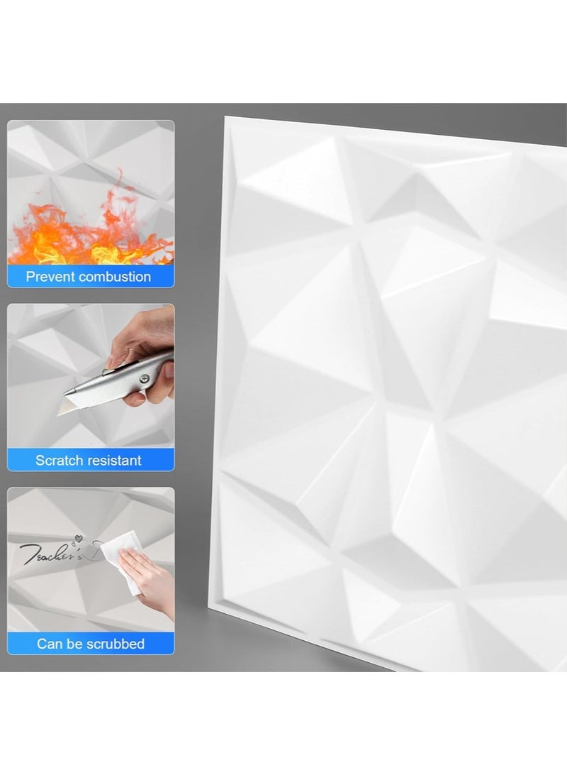 ليون هوم (12 قطعة) لوحات حائط ثلاثية الأبعاد 30 × 30 سم، ورق حائط ثلاثي الأبعاد من مادة PVC، غطاء حائط مزخرف بنمط ماسي، - Image 2