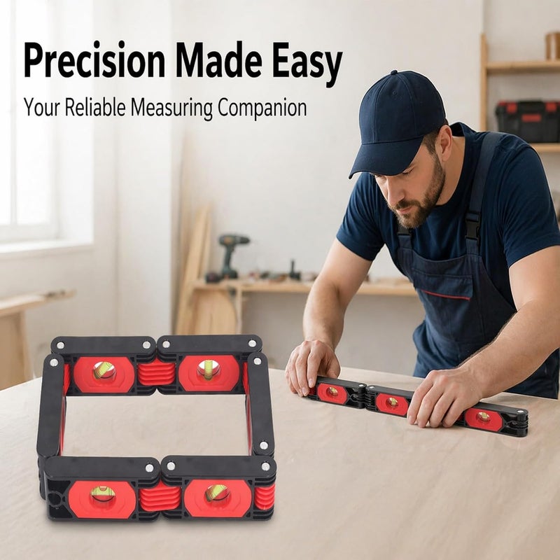 Folding Level 72cm Multi Angle Measuring Tool, 6 Sections Foldable, Magnetic Aluminum Ruler - Precise Measurement, Space Saving Design, Ideal for Woodworking and Construction - Image 4