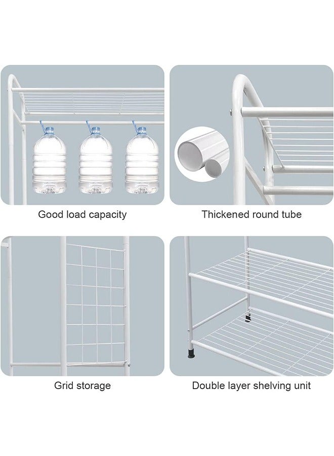 Solerconm Coat Rack Stand with Shoe Rack White Clothes Rail Shoe Rack Free Standing Coat Stand with 2-Tier Shoe Storage Bench Metal Coat Stands for Hallway Bedroom Entryway, 75 * 40 * 168cm (White) - Image 5