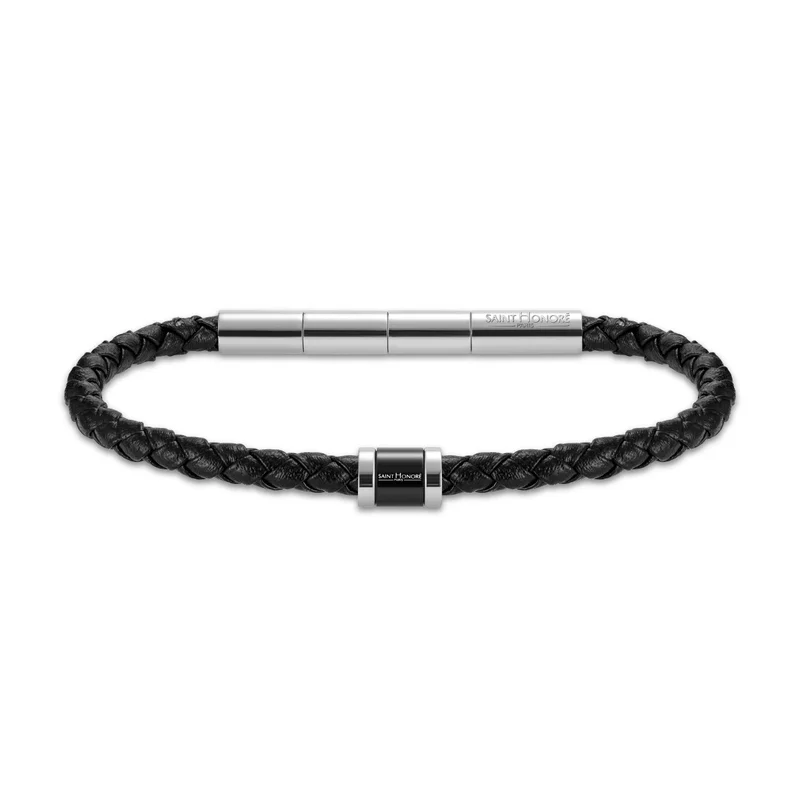 سانت هونور سوار هاوسمان بالجلد والمينا السوداء إكسسوار مصمم أنيق