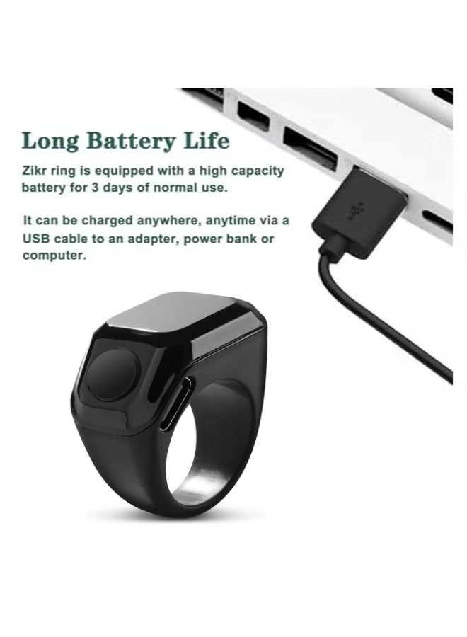 BSTWSH Smart Zikr Ring 22mm – Digital Tasbih Counter with OLED Display, Bluetooth App, Vibration Alerts, Step Tracker Black - Image 4
