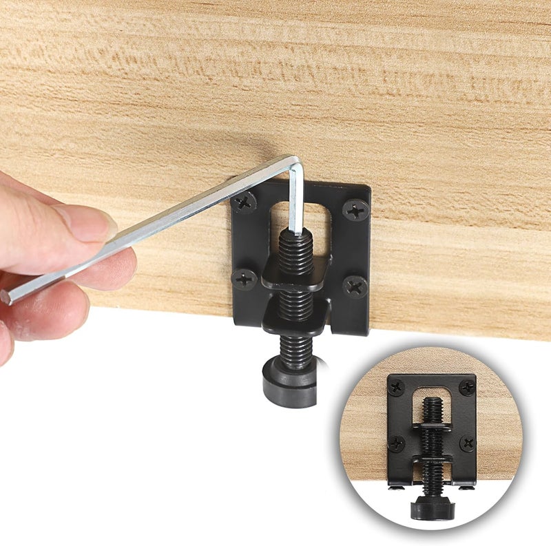 OwnMy 4 Packs Adjustable Furniture Leveling Feets L Shaped Furniture Levelers Legs, Heavy Duty Furniture Mounting Brackets Metal Leveling Feet for Workbench Cabinet Wardrobe, 2.2" H, Black - Image 2