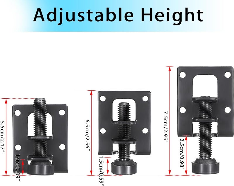 OwnMy 4 Packs Adjustable Furniture Leveling Feets L Shaped Furniture Levelers Legs, Heavy Duty Furniture Mounting Brackets Metal Leveling Feet for Workbench Cabinet Wardrobe, 2.2" H, Black - Image 4