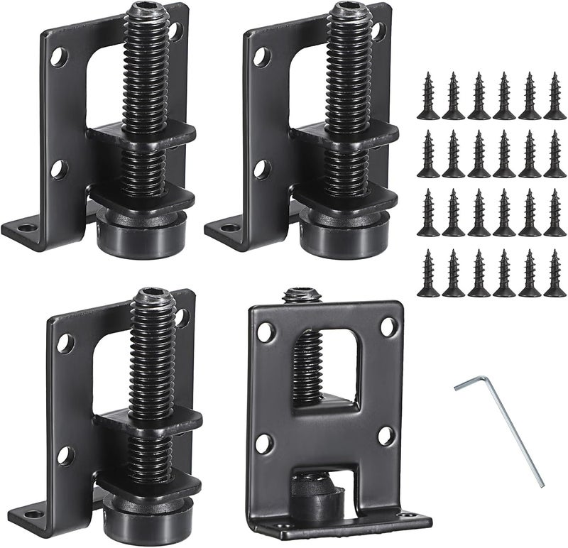 OwnMy 4 Packs Adjustable Furniture Leveling Feets L Shaped Furniture Levelers Legs, Heavy Duty Furniture Mounting Brackets Metal Leveling Feet for Workbench Cabinet Wardrobe, 2.2" H, Black - Image 1