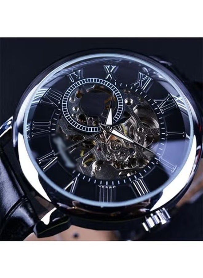 Men's Skeleton Automatic Watches,Men's Hollow Carved Watch,Stainless Steel Automatic Watches with A Leather Strap,Business Wristwatch Male,Daily Waterproof,Noctilucent,Suitable for Daily Business Appointments and Work Use